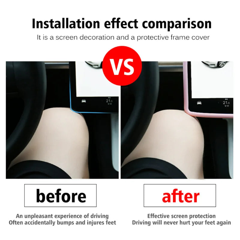 For Tesla Model 3 Y Silicone Protective Frame Edge Cover Central Control Car Accessories Navigation Screen Protector Pink White
