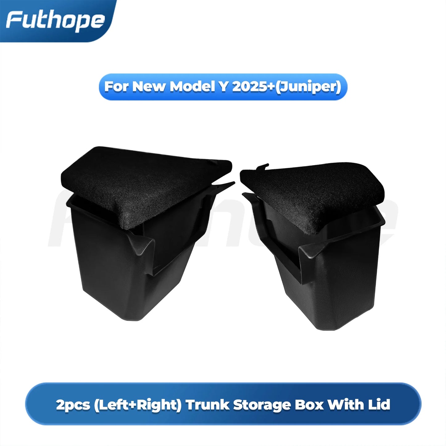Futhope Car Trunk Side Storage Box For Tesla Model Y New juniper Flocking Cover Mat Partition Board Stowing Space Decoration