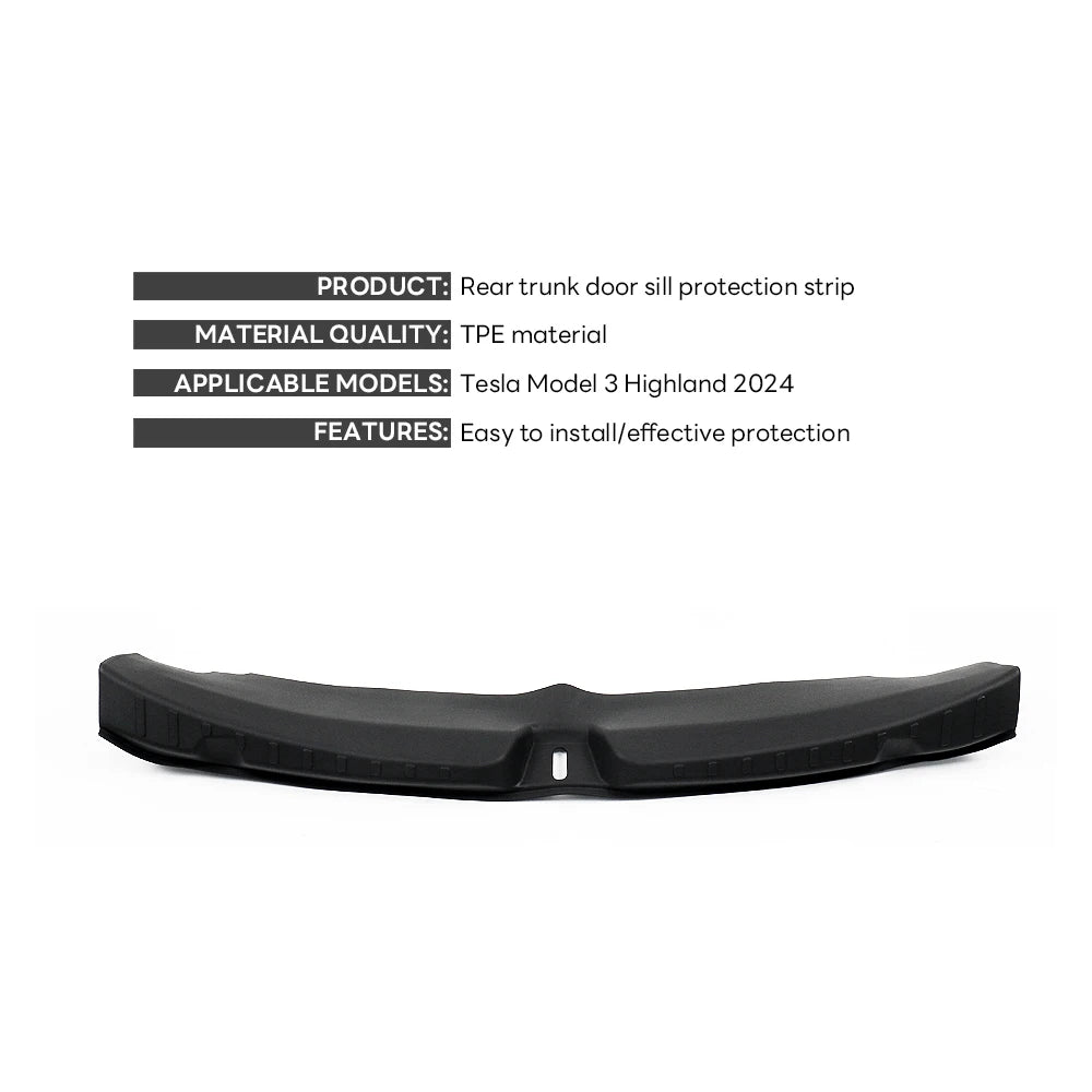 For Tesla New Model 3 Highland 2024 Trunk Threshold Strip TPE or Metal Back Sill Anti Scratch Protection Lid