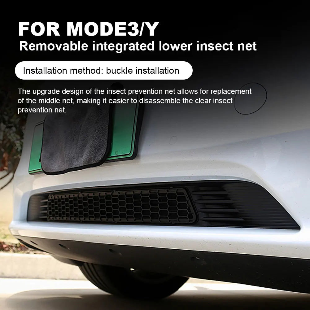 For Tesla Model 3/Y Car Lower Bumper Anti Insect Net Radiator Protective Mesh Grill Panel Upgraded Anti-insect Front Mesh Grille