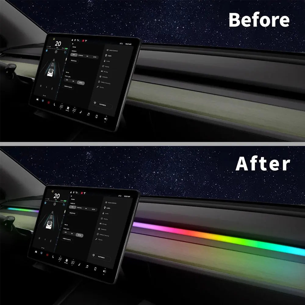 For Tesla Model Y/3 2021-2023 Center Console Dashboard Ambient Lights LED Strips Neon Lighting Center Tesla Accessories