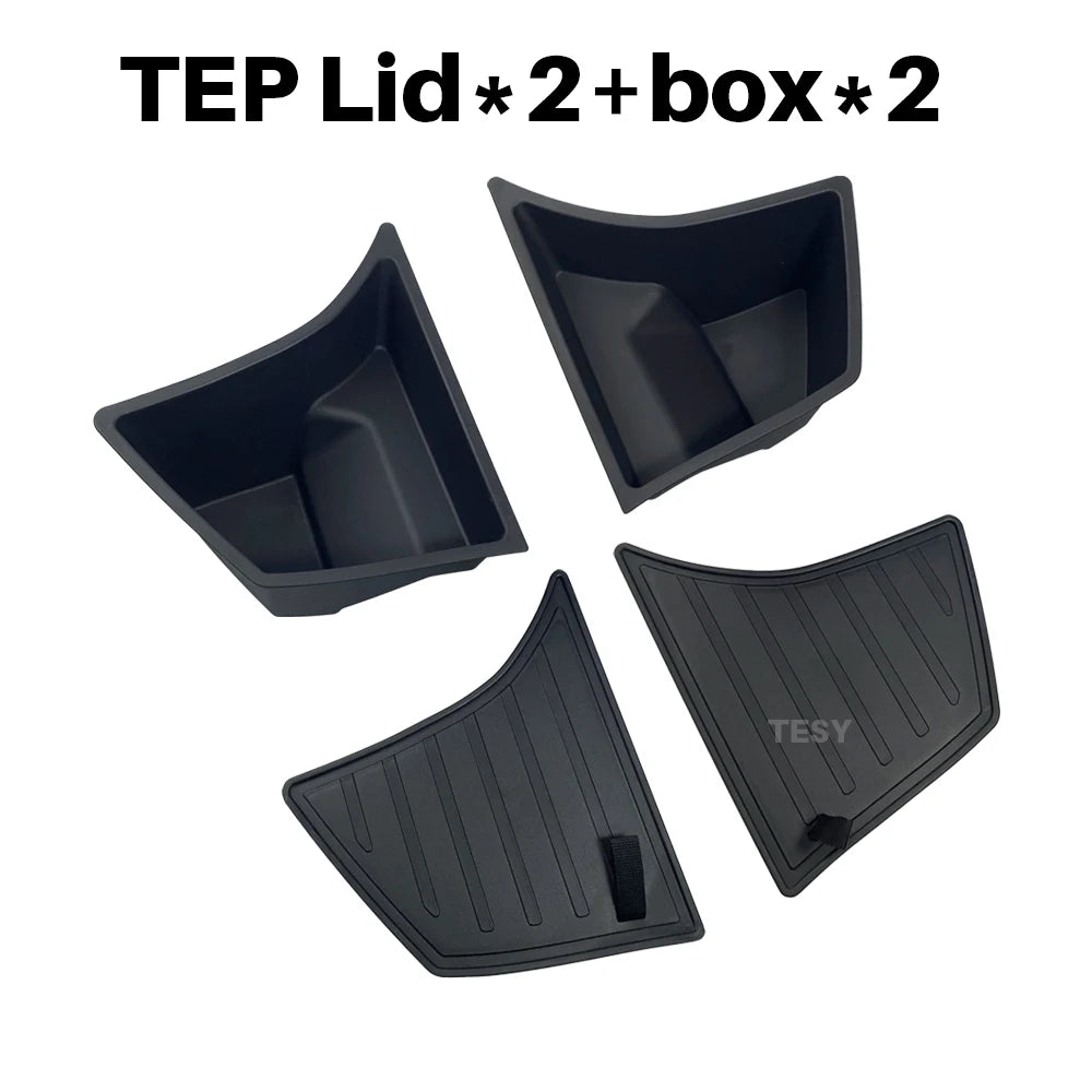 For 2024 Tesla Model 3 highland Rear Trunk Left Side Storage Box with Cover Tail Boot Organizer Partition Decoration Accessories