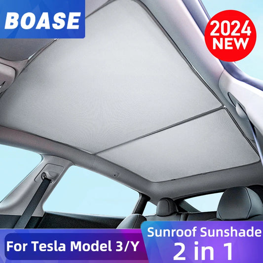 For Tesla Model 3 Y 2021-2024 highland Ice Cloth Buckle SunShades Glass Roof Sunshade Front Rear Sunroof Skylight