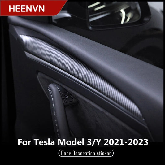 Heenvn For Tesla Model 3 2023 Carbon Fiber ABS Car Center Console Panel Trim Model Y 2022 Accessories Tesla Model 3 Dashboard