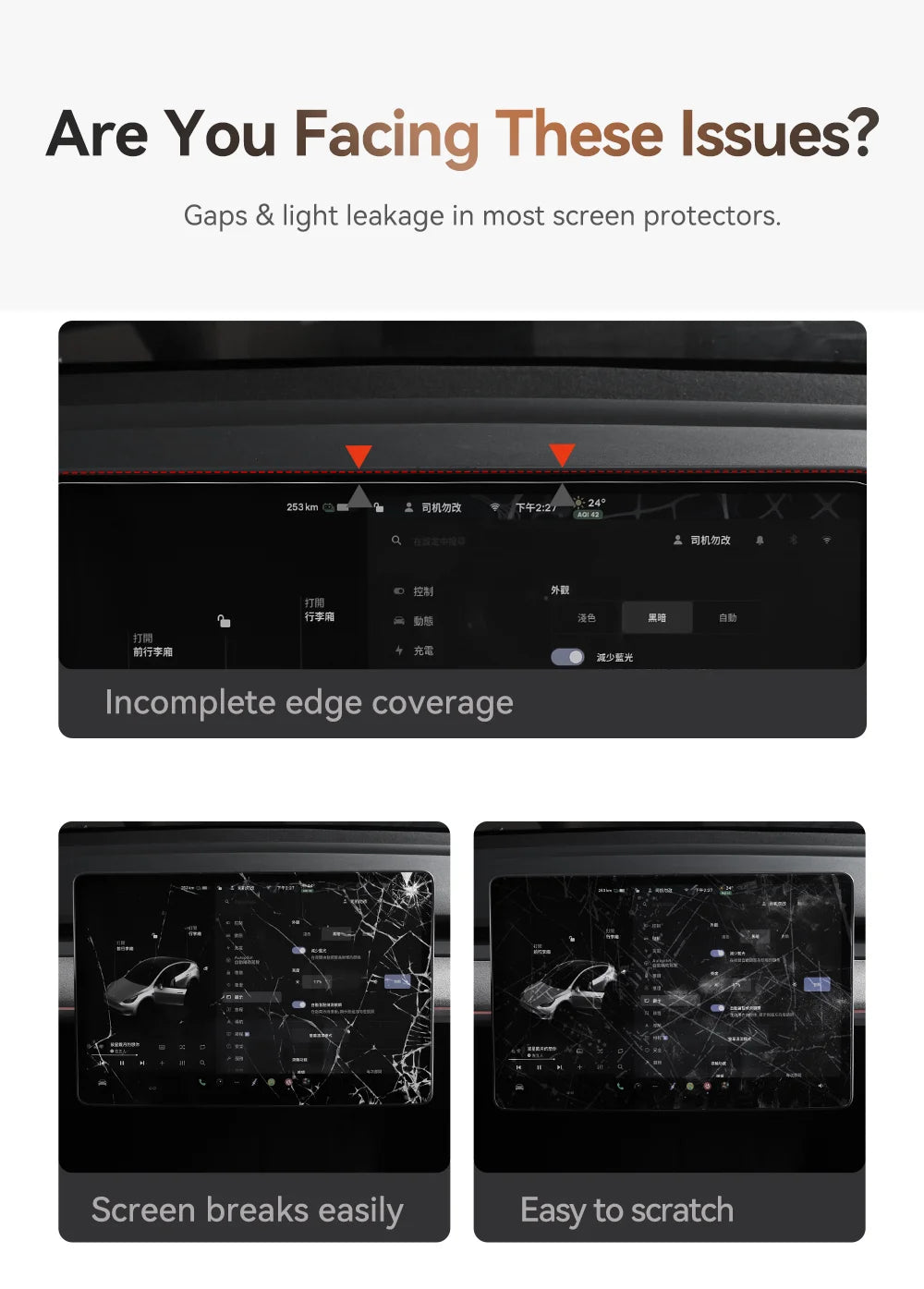 YZ Tempered Glass Screen Protector For Tesla Model 3 Y Center Console Anti Glare HD Film Protection Screen Protecto Accessories