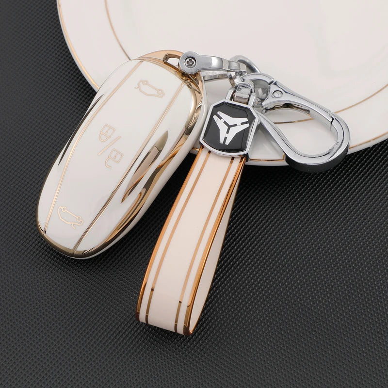 Soft TPU Car Smart Key Case Cover For Tesla Model 3 S X Y Auto Remote Shell Fob Holder Protector Keychain Accessories