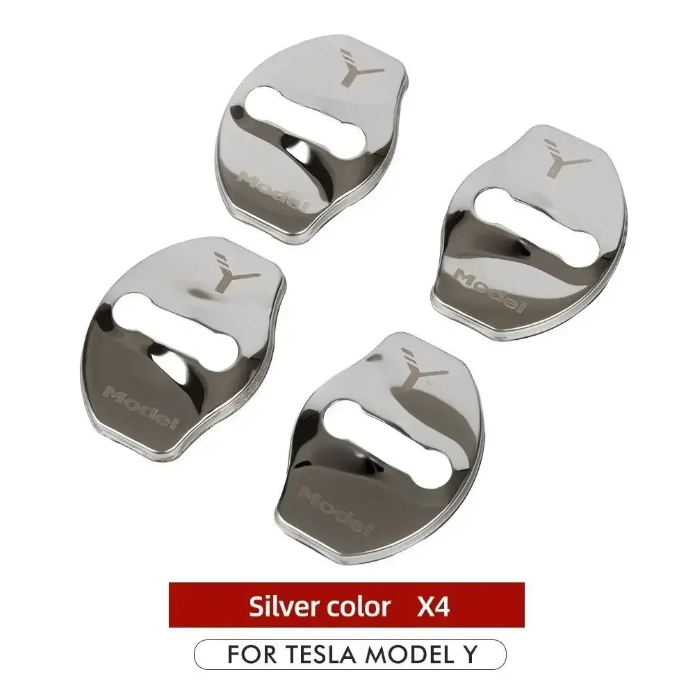Car Door Lock Buckle Cover Door Lock For Tesla Model Y Carbon Fiber Metal  Sticker Protector Accessories Decoration