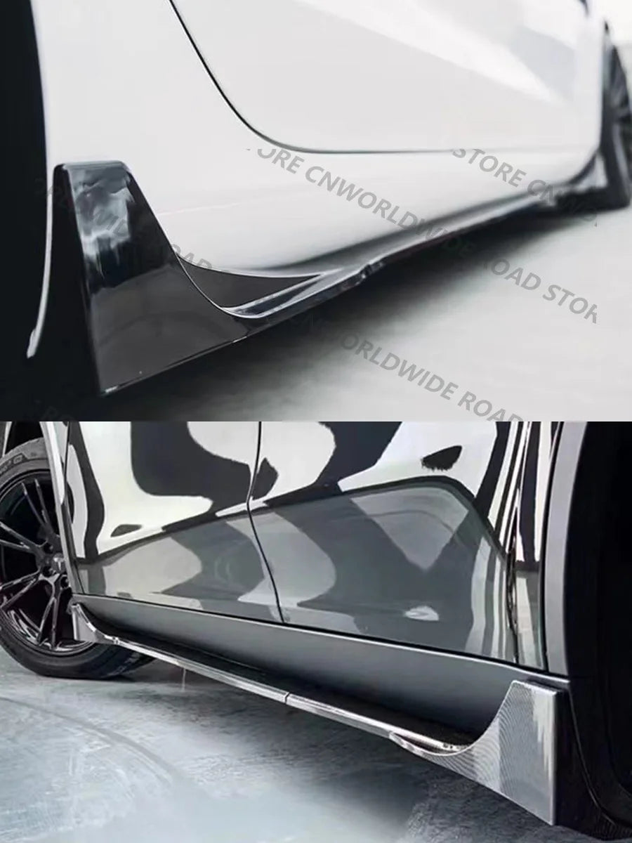For Tesla Model 3 Y Highland 2017-2024 Side Skirts Body Kits Carbon Fiber Pattern Black ABS Fast Tunning For Tesla Accessories