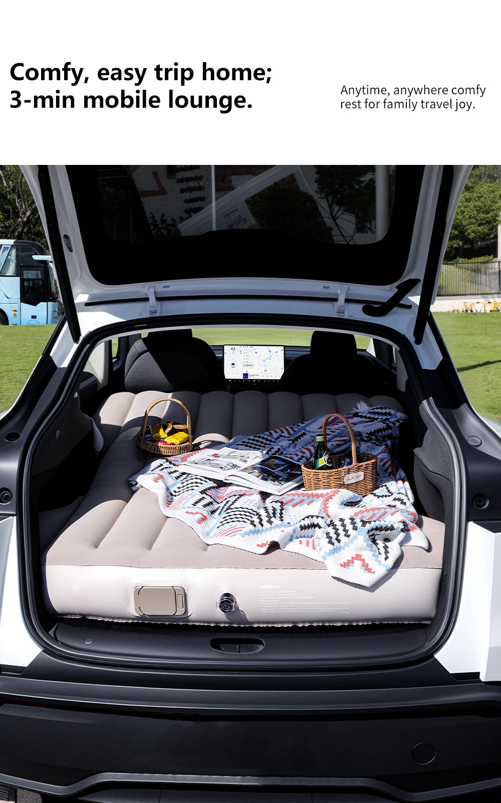 YZ For Tesla Model Y Juniper 2021-2025 Mattress  Automobile Self-Inflating Mattress Travel Mattress Inflatable Camping Mattress