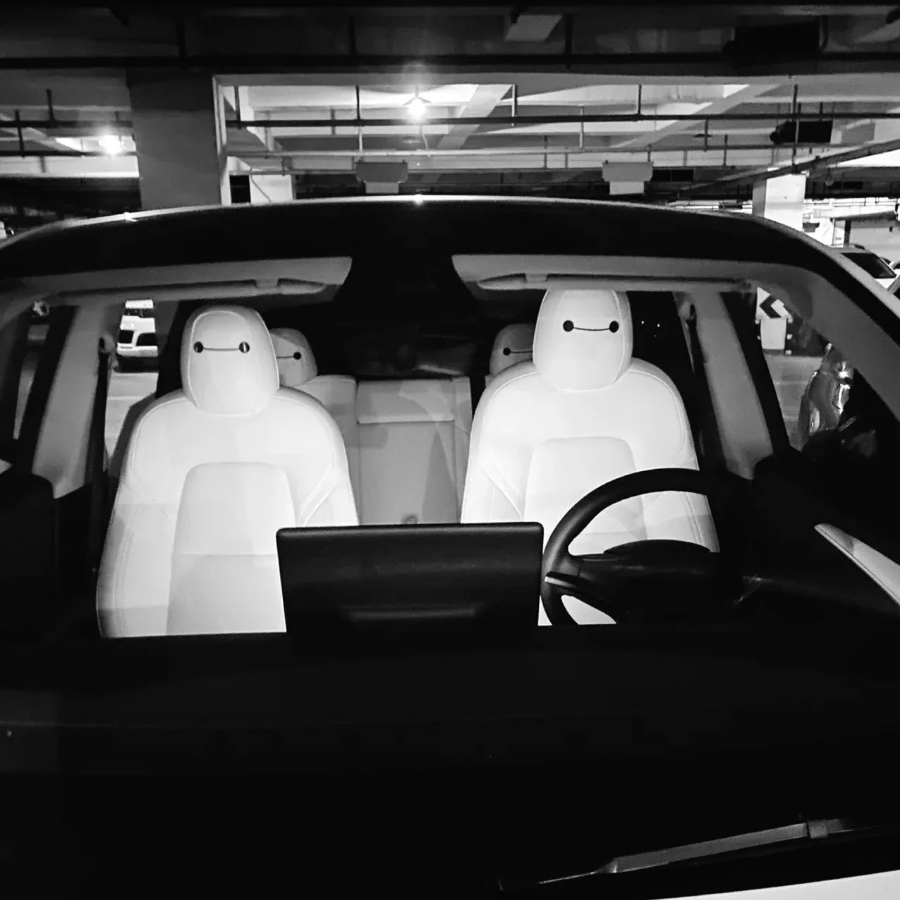 4pcs Baymax Seat Headrest Stickers For Tesla Model 3 Y S X 2025 2024 - 2017 Eyes Decal Christmas Gifts Car Interior Accessories