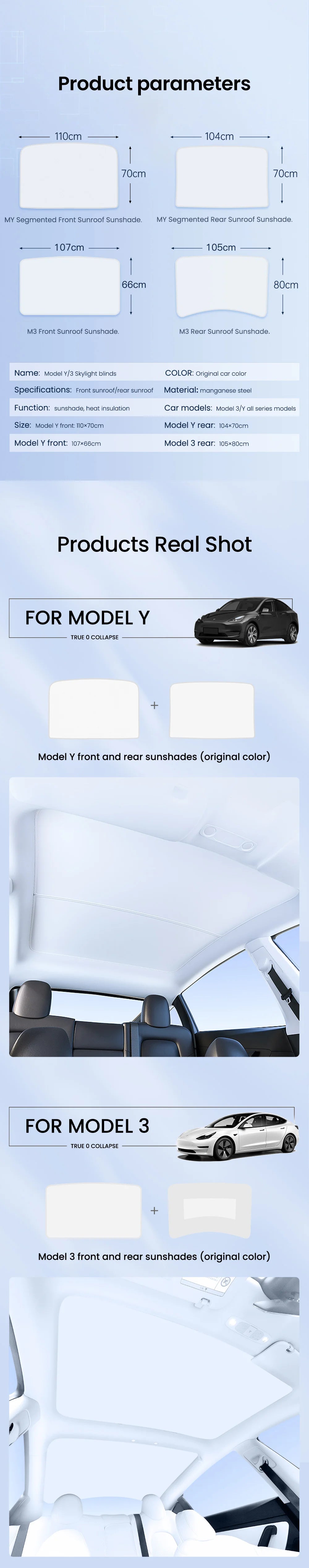 YZ For Tesla Model 3 Y Highland 2021-2024 sun visor for car Upgrade Ice Cloth Buckle Sun Shades Glass Roof Skylight Vehicle