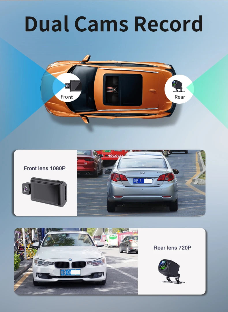 Dash Camera For Cars Rear And Front Dashcam WiFi With 4g Gps Adas Support 4g Remote Monitor Android 10 2+32g