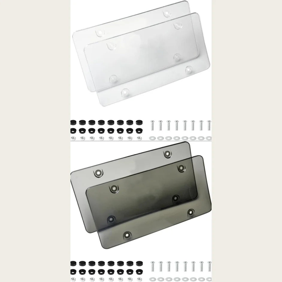 Rainproof Scratch-Resistant Protective Cover for License Plates, Includes Screws and Transparent Cover