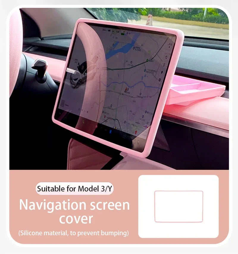 Tesla Model 3 highland Model Y juniper Center Console Storage Box Steering Wheel Cover Screen Frame Armrests Water Cup Limiter