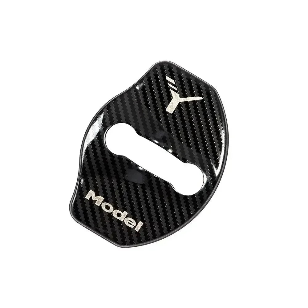 Car Door Lock Buckle Cover Door Lock For Tesla Model Y Carbon Fiber Metal  Sticker Protector Accessories Decoration