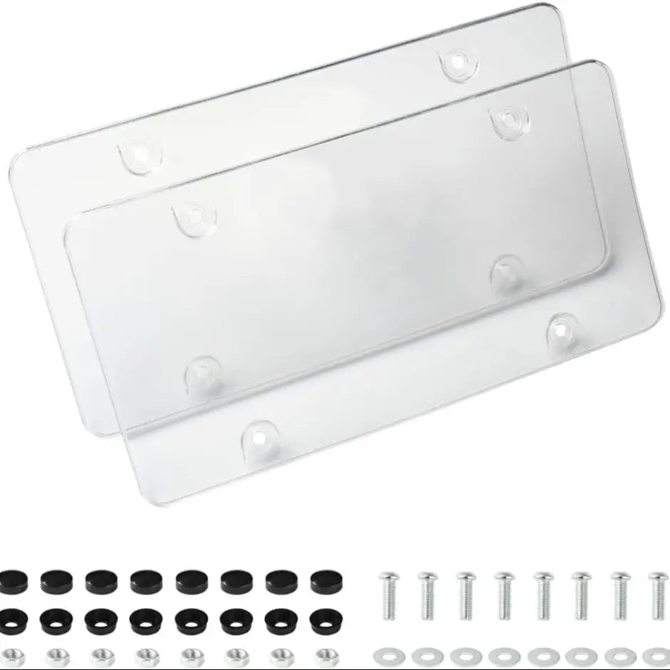 Rainproof Scratch-Resistant Protective Cover for License Plates, Includes Screws and Transparent Cover