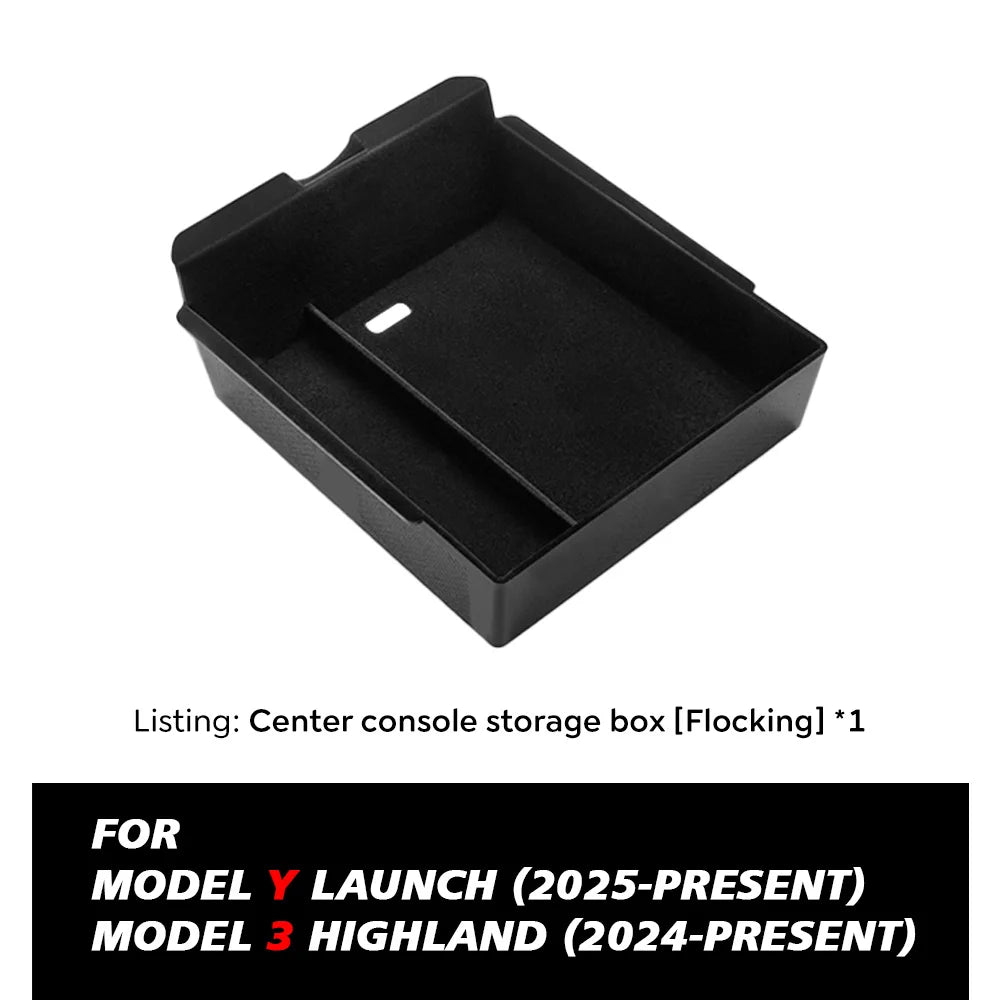 for Tesla Model 3 Highland 2024 Console Armrest Storage box Interior Organizer ABS Rubber Pad or Flocking
