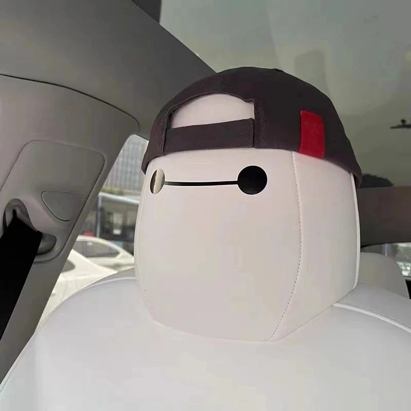 4pcs Baymax Seat Headrest Stickers For Tesla Model 3 Y S X 2025 2024 - 2017 Eyes Decal Christmas Gifts Car Interior Accessories