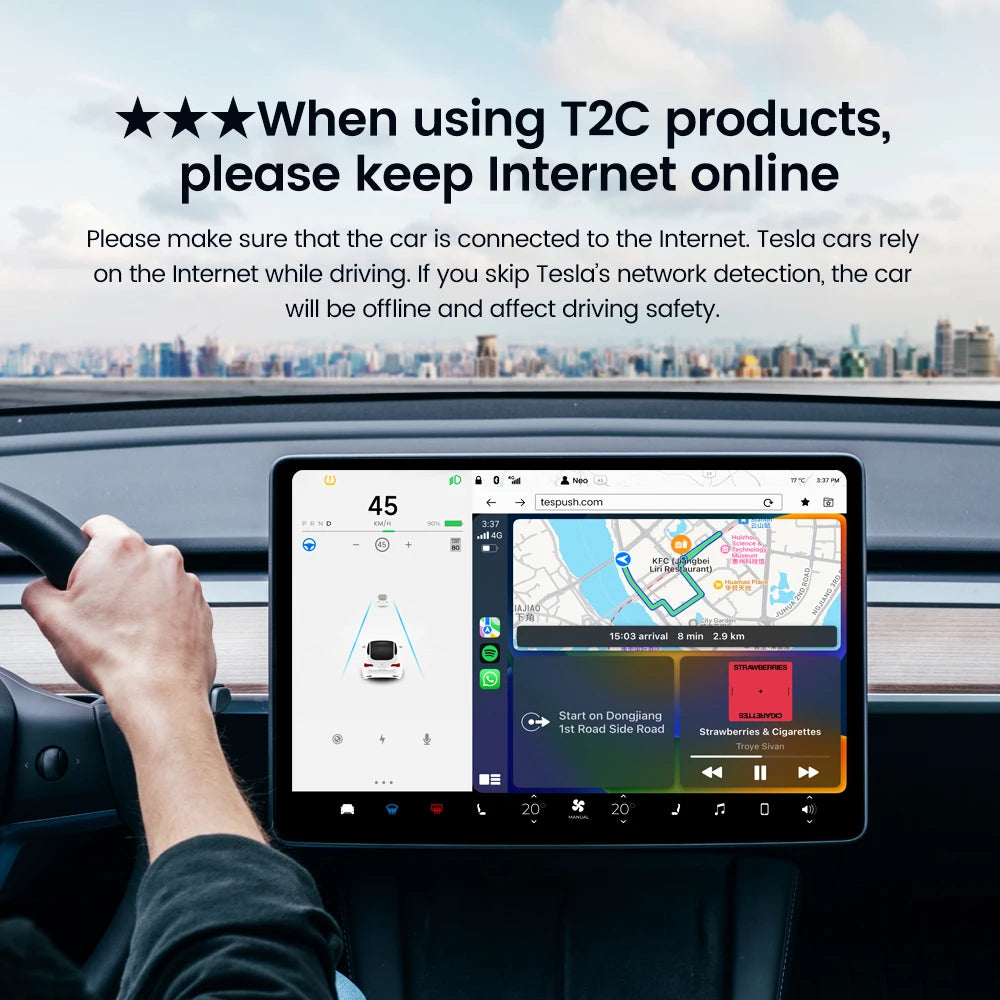 CarlinKit Wireless Android Auto & CarPlay USB Adapter For Tesla Car Model 3 Model Y Model X/S Online Upgrade Waze Spotify Ai Box