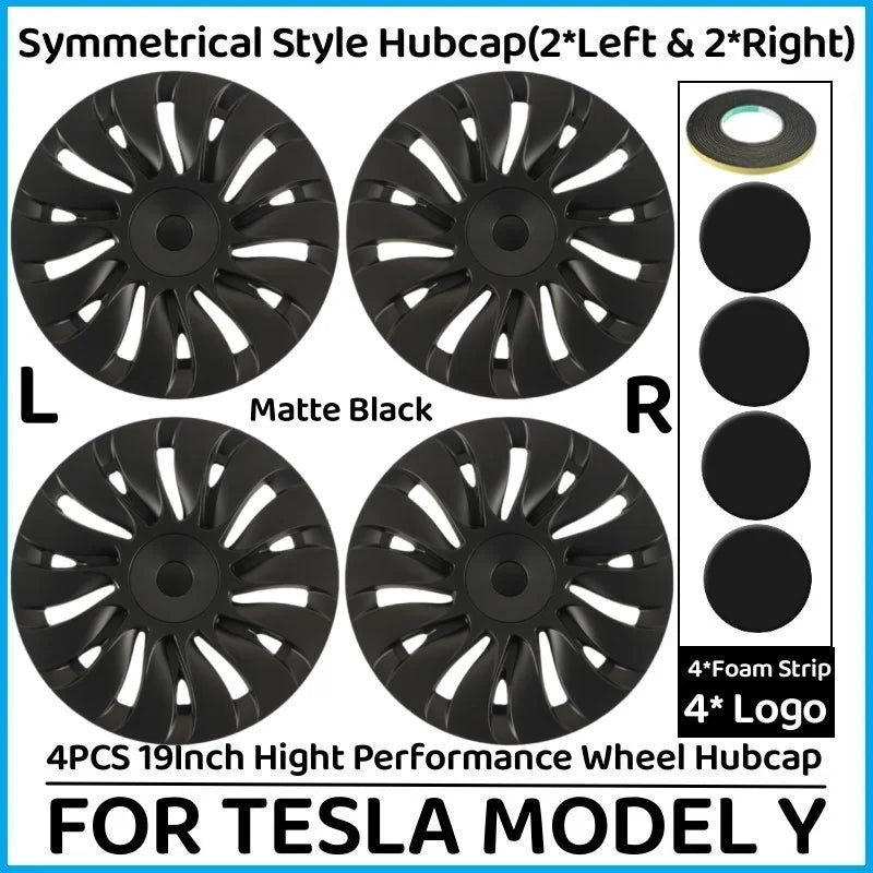 1PC/4PCS 19Inch Wheel Caps Replacement Hub Cap Performance Automobile Wheel Full Rim Cover For Tesla Model Y 2024 Accessories