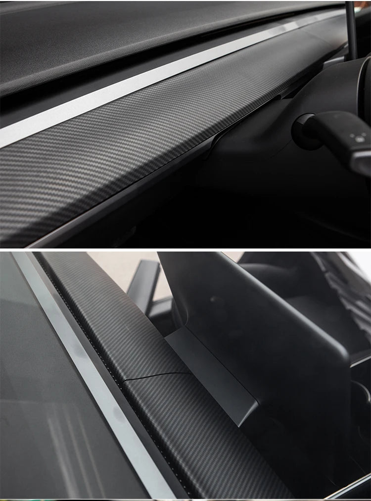 Heenvn For Tesla Model 3 2023 Carbon Fiber ABS Car Center Console Panel Trim Model Y 2022 Accessories Tesla Model 3 Dashboard