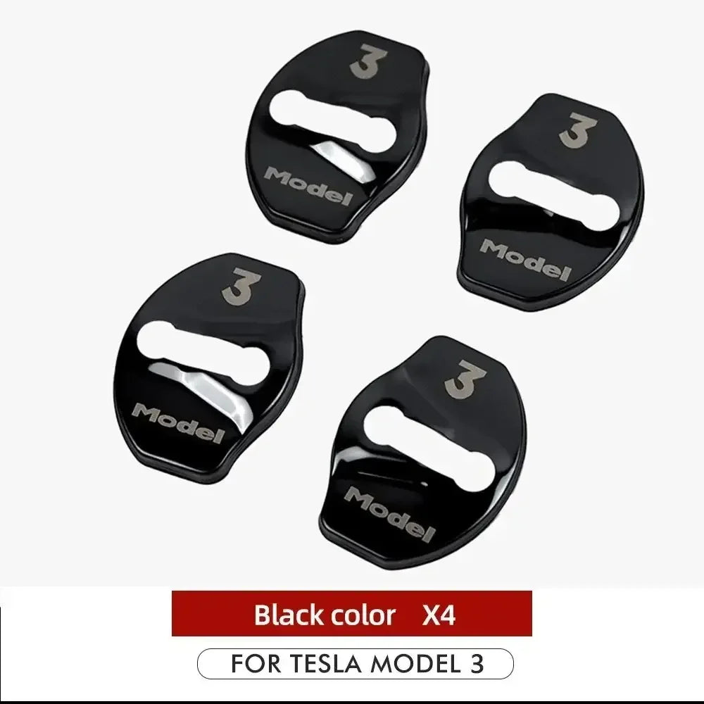Car Door Lock Buckle Cover Door Lock For Tesla Model Y Carbon Fiber Metal  Sticker Protector Accessories Decoration