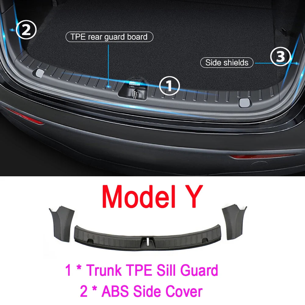 Rear Trunk Bumper Protector Guard For Tesla Model Y Juniper Launch Accessories 2025 2024 Trunk Threshold Sill Cover Mat Plate