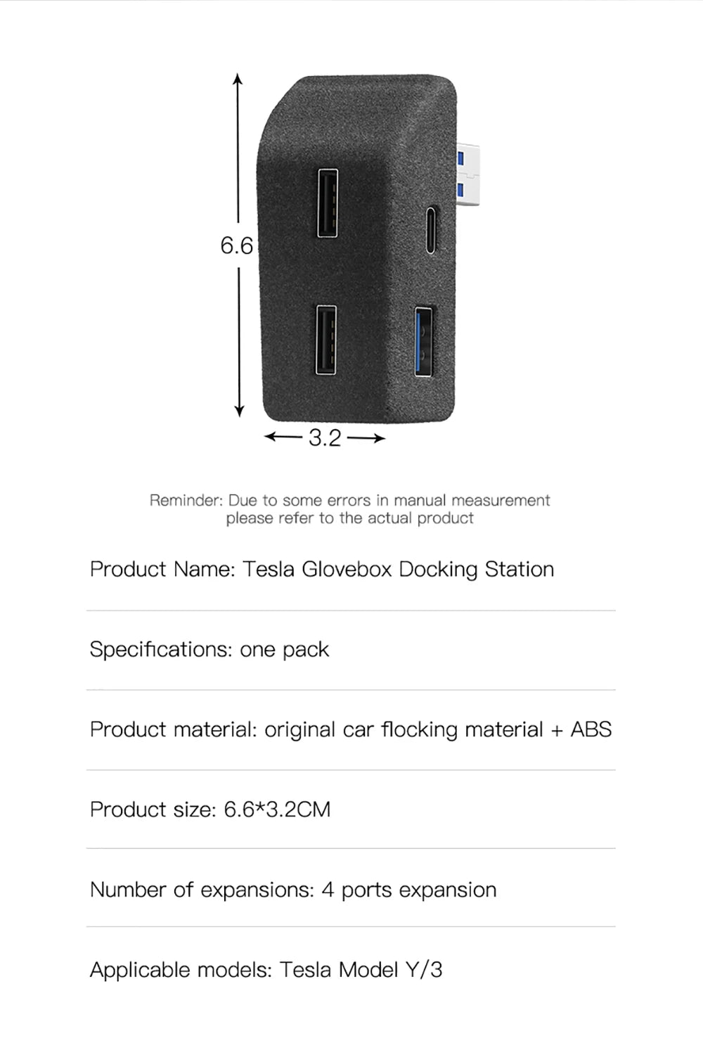 YZ For Tesla Model 3 Y Highland Juniper 2021-2025 Glove Box Flocking USB HUB Adapter Quick Charger Car Accessories
