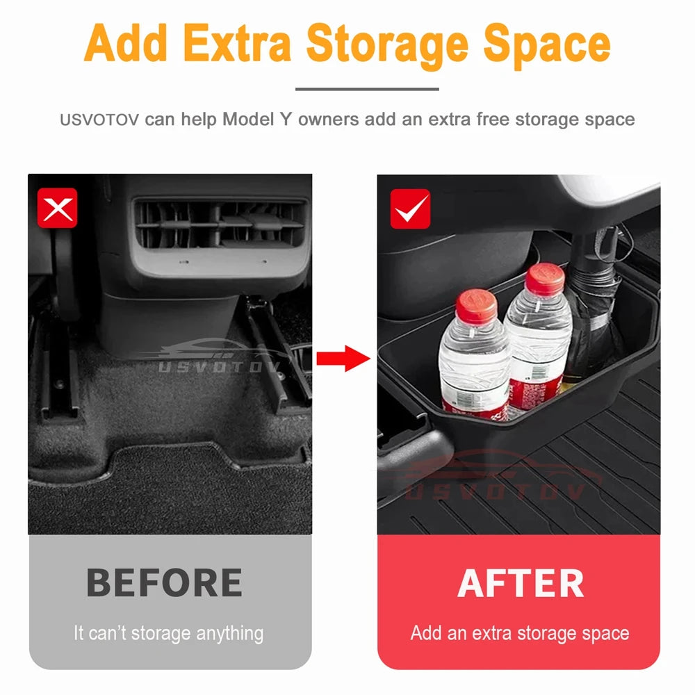 Rear Seat Storage Box for Tesla Model Y Juniper 2025-2021 Organizer Center Console Bins Backseat Trash Can Garbage Accessories