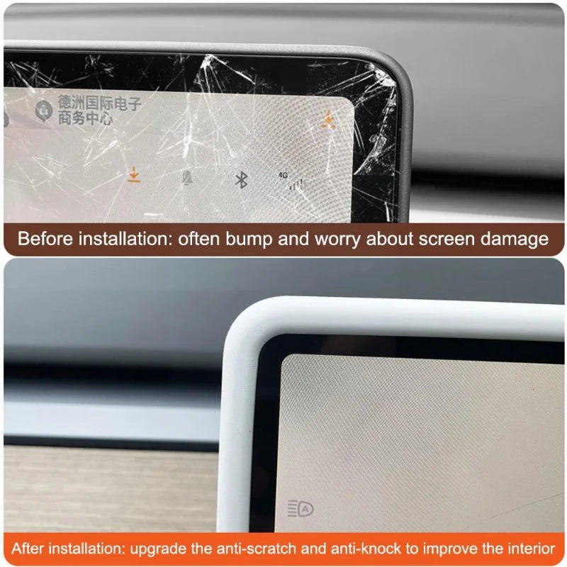 For Tesla Model 3 Y Silicone Protective Frame Edge Cover Central Control Car Accessories Navigation Screen Protector Pink White